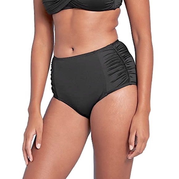 NWT Kona Sol Women's Shirred High Coverage High Waist Bikini Bottom S - Picture 1 of 4